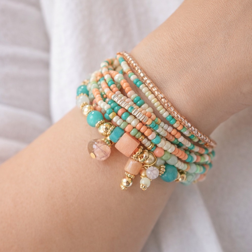 Multicolor Beaded Bracelet Set - Picture 1 of 4
